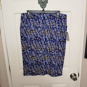 LuLaRoe Cassie Skirt Purple Black Yellow  Geometric Straight Pencil Size XL